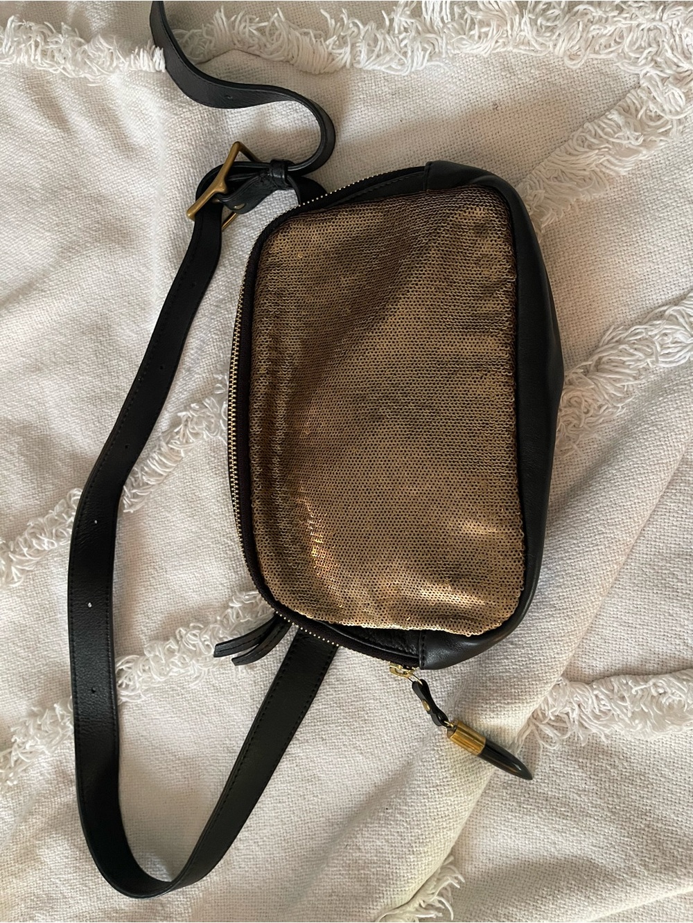 Kempton & Co Gringo Belt Bag, Black and Gold sequin Crossbody